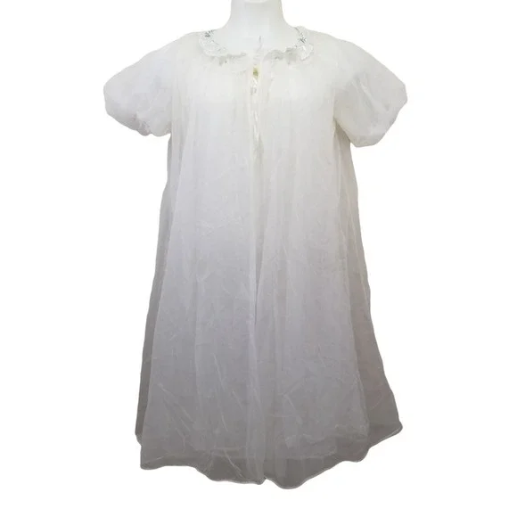 Peignoir M Nightgown Robe Set Negligee Sheer‎ Chiffon Lingerie Fairie Princess - Picture 11 of 12